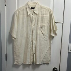 Michael Brandon Men’s Short Sleeve Linen  Button Down Shirt - L